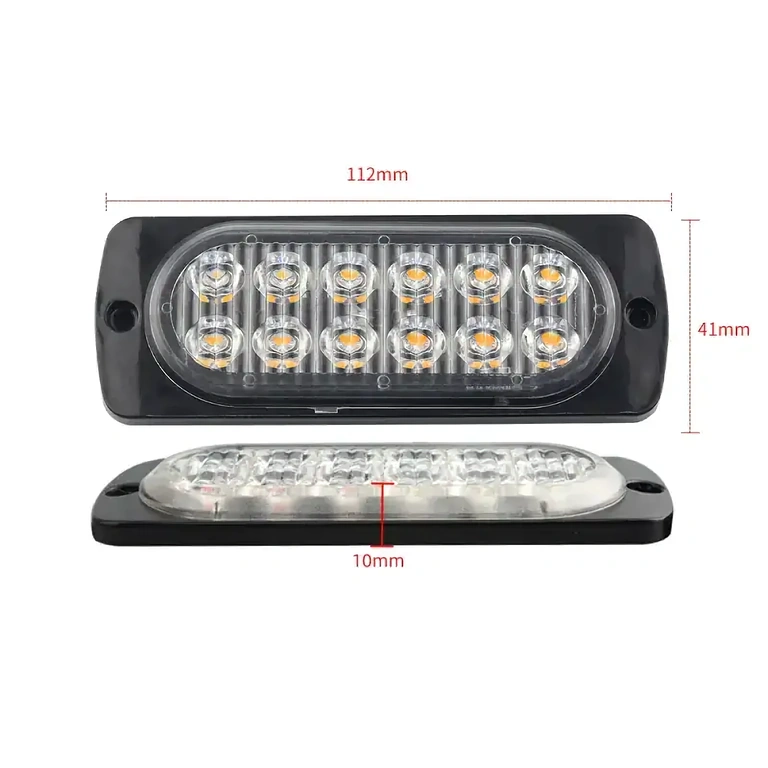 Stroboscop auto galben rezistent la apă și praf, potrivit pentru orice condiții meteo.