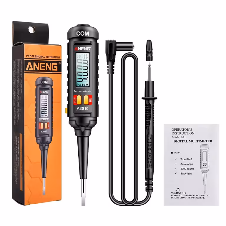 Tester Digital Tensiune 12V 24V 220V – Creion Multimetru Automat cu Afișaj Profesional și NCV