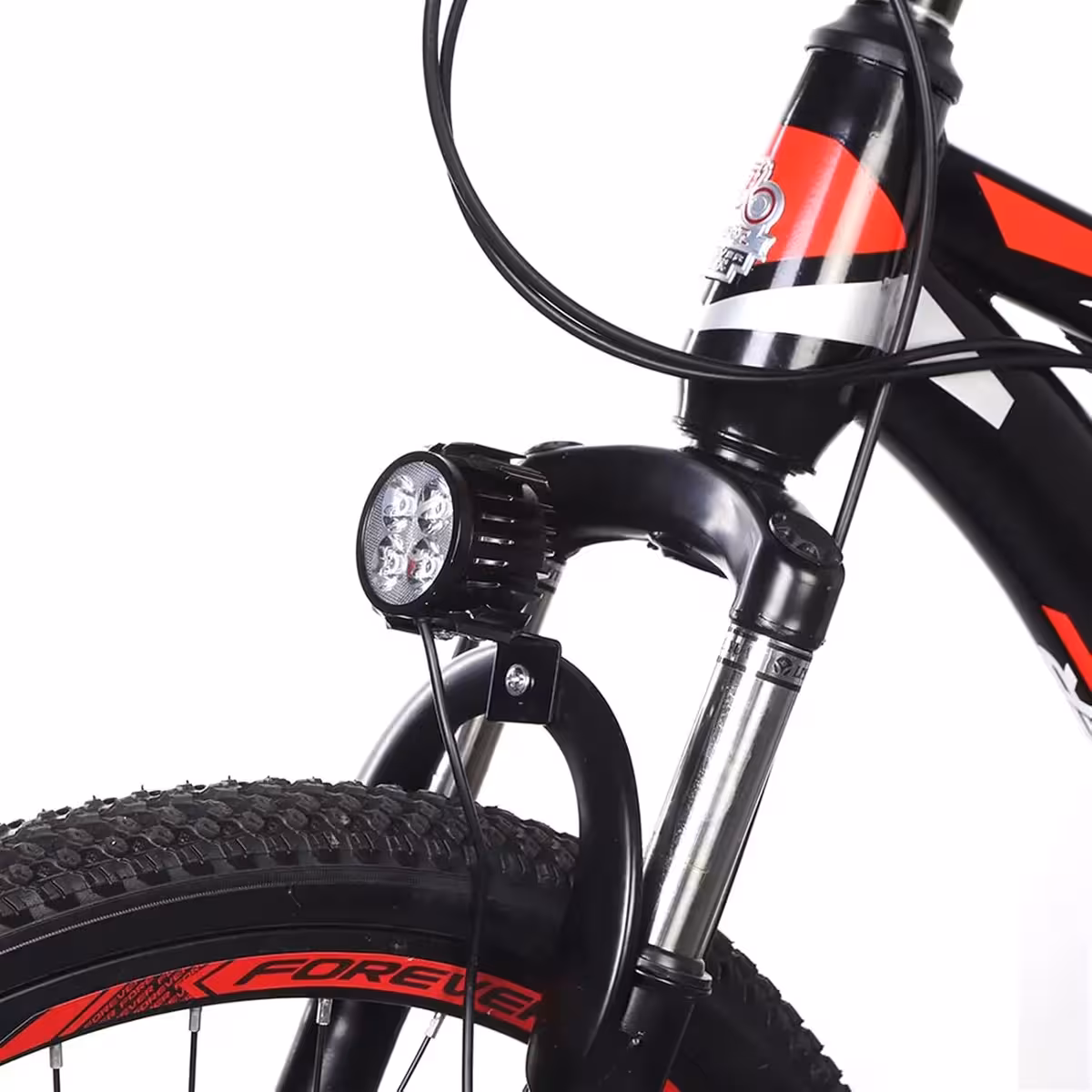 Far LED instalat pe ghidonul unei biciclete electrice