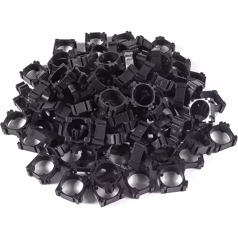 Set 100 Suporturi Modulare pentru Celule Li-Ion 18650 – Cleme Fixare Banc Baterii ABS