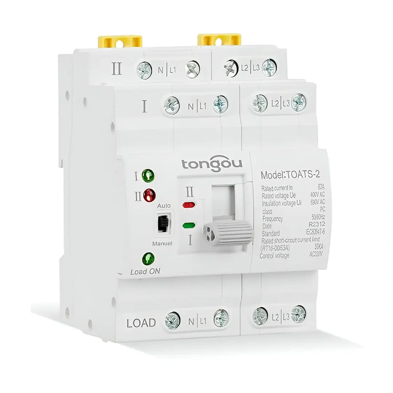 ATS trifazat pentru gestionarea alimentării în instalații solare fotovoltaice