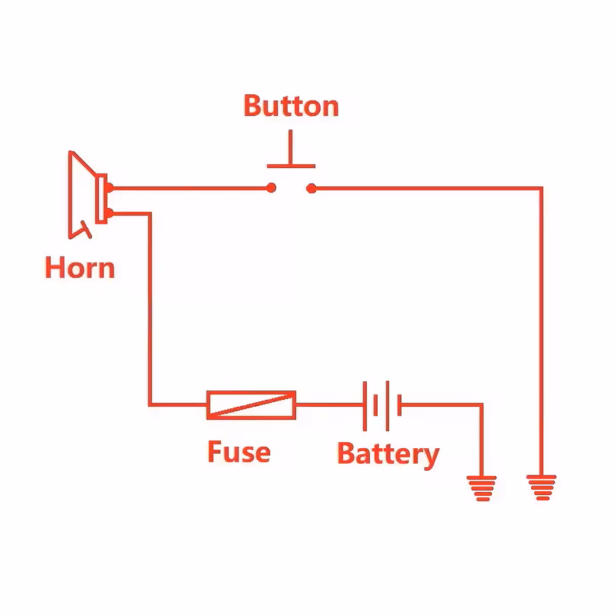 Diagramă electrică pentru conectarea unui claxon de 36V, 48V sau 60V