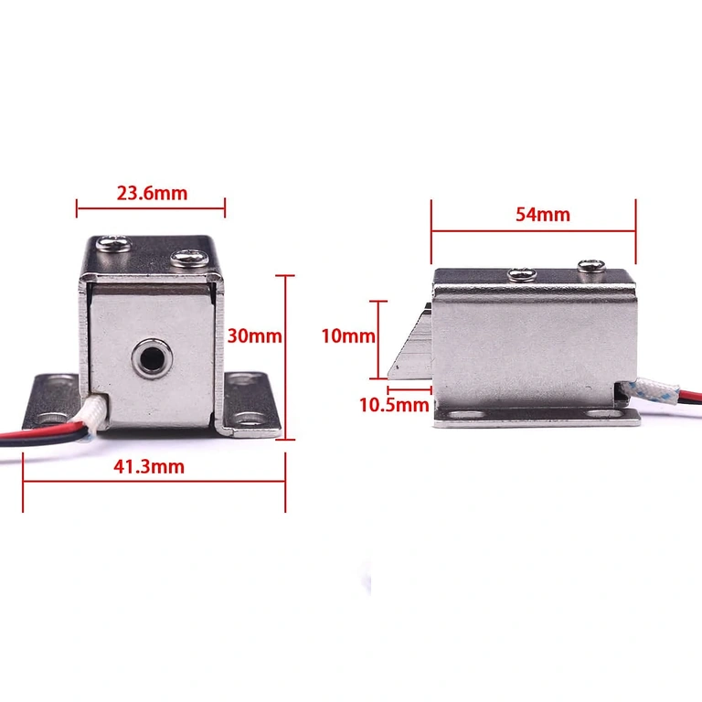 Dimensiuni ale yalei electromagnetice 12V afișate în imagine