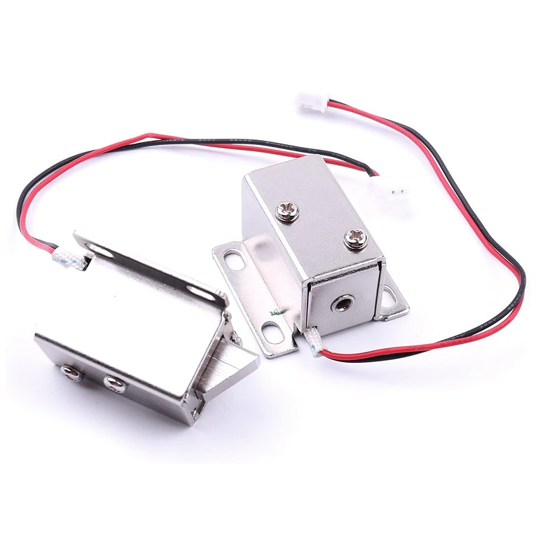 Două yale electromagnetice 12V prezentate din față