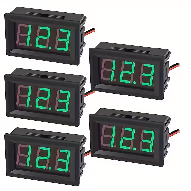 Set 5 bucăți voltmetru digital de panou 5V–120V DC