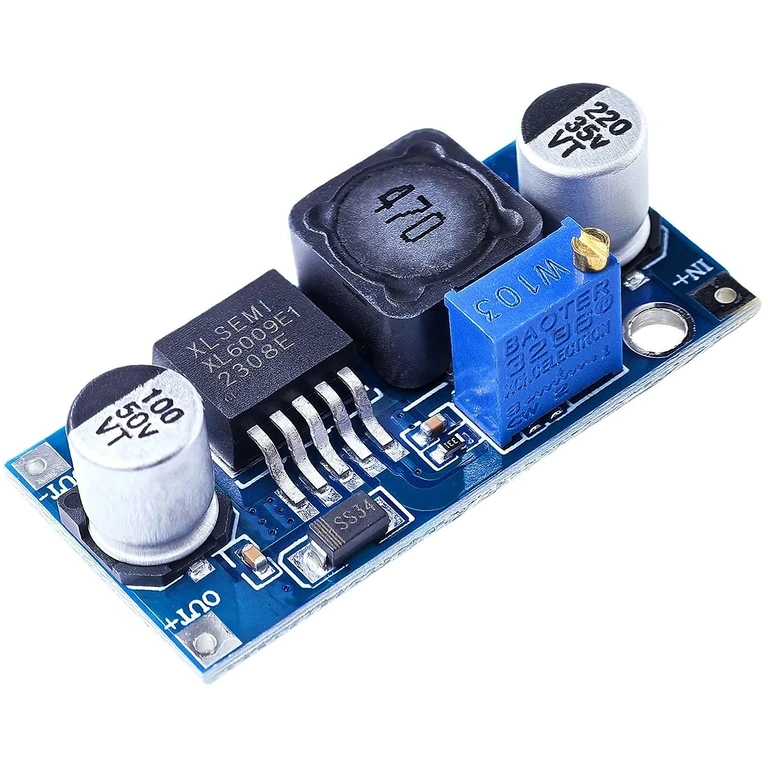 Componentele modulului XL6009 Imagine cu componentele principale ale modulului XL6009