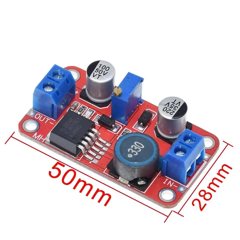 Modul XL6019 DC-DC Boost Converter - Dimensiuni Dimensiunile modulului XL6019 DC-DC Boost Converter: 50mm x 28mm x 13mm, perfect pentru integrarea în diverse proiecte.