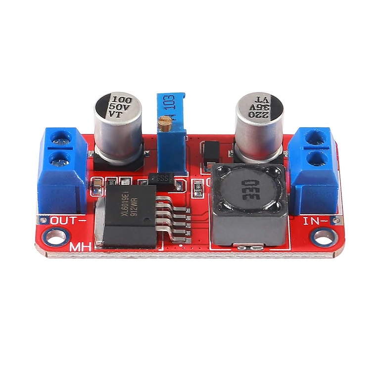 Modul XL6019 DC-DC Boost Converter - Vedere laterală Vedere laterală a modulului XL6019, pentru a observa dimensiunile și structura acestuia