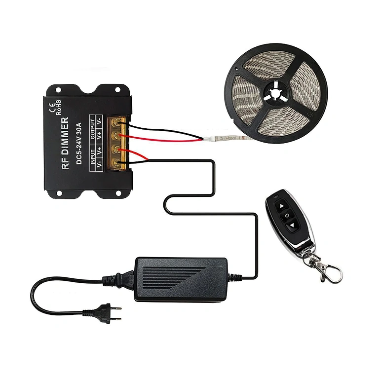 Diagramă de conectare pentru dimmer bandă LED DC 5V 12V 24V 30A