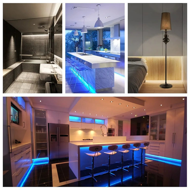 Imagine cu bandă LED monocrom 5V 12V 24V aprinsă și controlată prin dimmer 30A