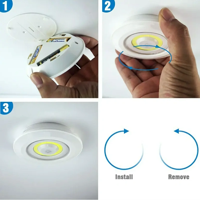 Montaj cu bandă adezivă Spoturi LED cu bandă adezivă inclusă pentru fixare pe perete sau mobilă