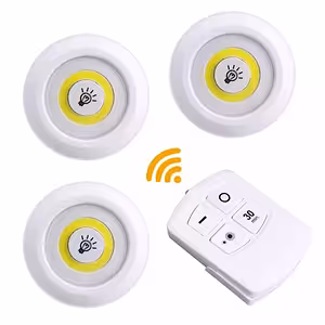 Set 3 Spoturi LED cu Telecomandă – Lămpi pe Baterii pentru Iluminat Interior