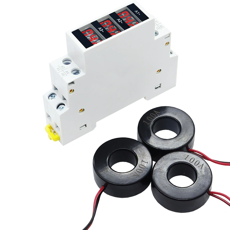 Măsurarea precisă a curentului 1-100A cu ampermetru trifazat digital.