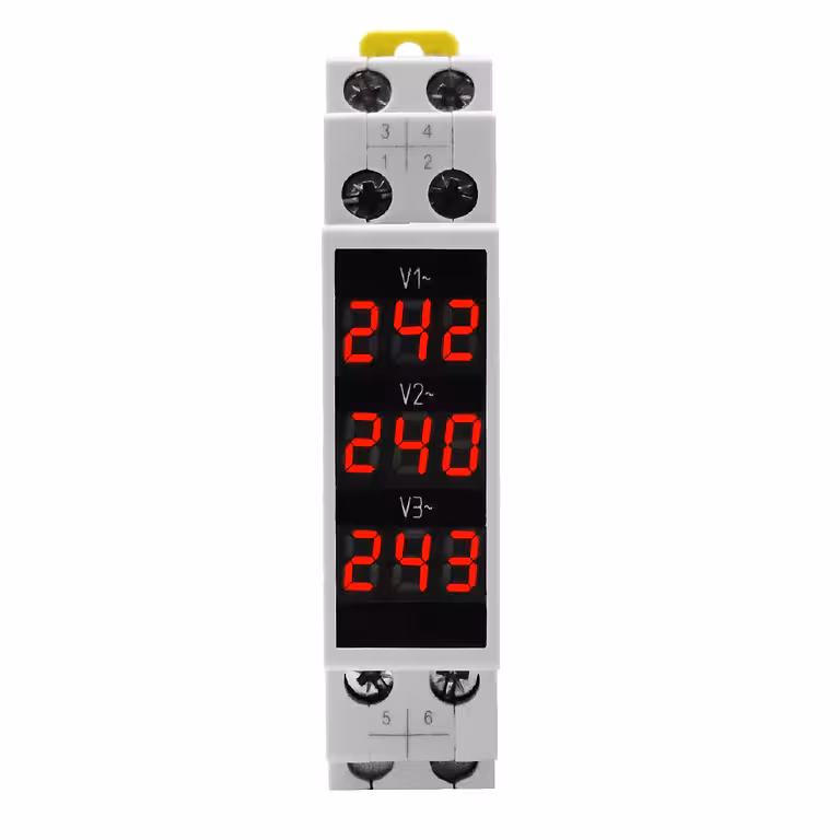Voltmetru Digital Trifazat pentru Tablou Electric – Montaj pe Șină DIN