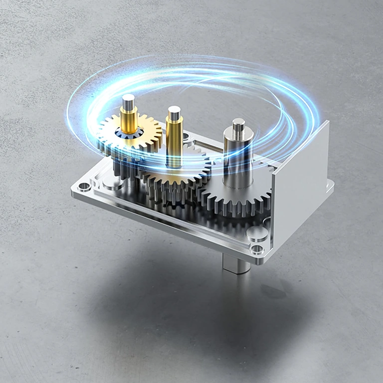 Imagine cu motorul cu reductor melcat montat într-un actuator sau sistem automatizat