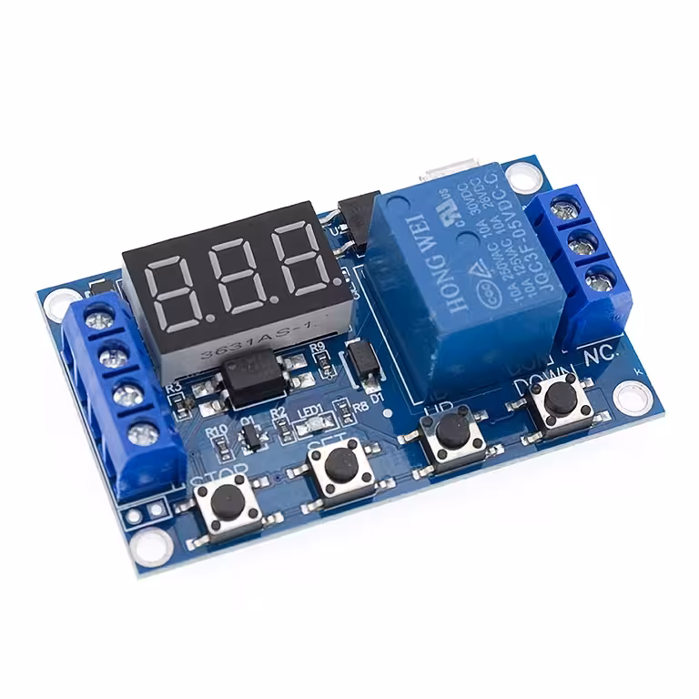 Modul releu întârziere comandă cu afișaj – 6-30V – timp reglabil 0.1s–999min