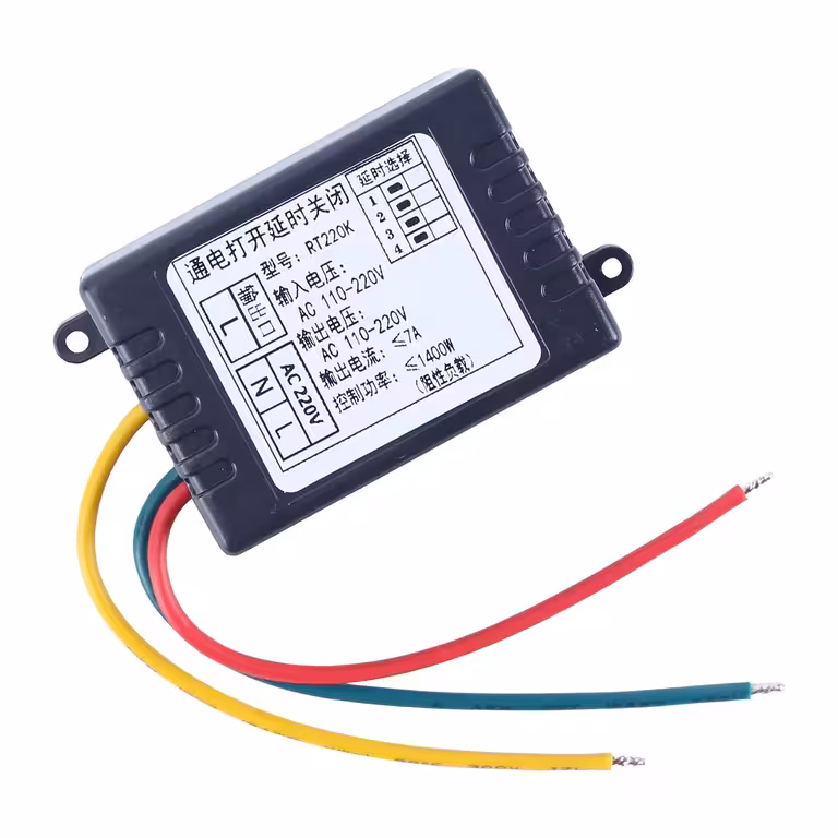 Modul releu de timp mecanic/analogic 1–480 min – întârziere la oprire (OFF-delay / temporizare la revenire), AC 220V 7A