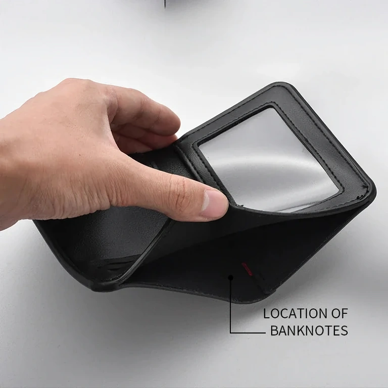 Portofel carduri și buletin din piele naturală, subțire și elegant, ținut în mână