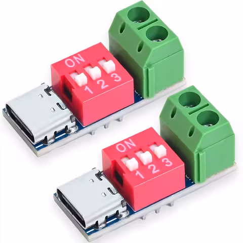 Set 2 bucăți: Modul trigger USB Type-C PD QC 5V–20V reglabil, 100W – selector tensiune cu DIP switch