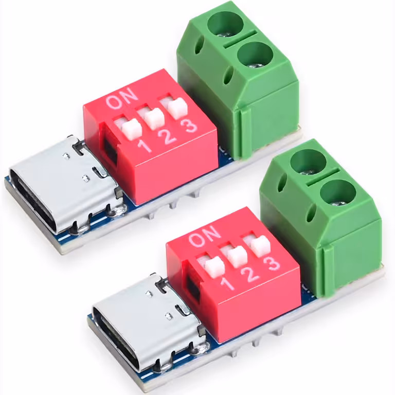 Set 2 bucăți: Modul trigger USB Type-C PD QC 5V–20V reglabil, 100W – selector tensiune cu DIP switch