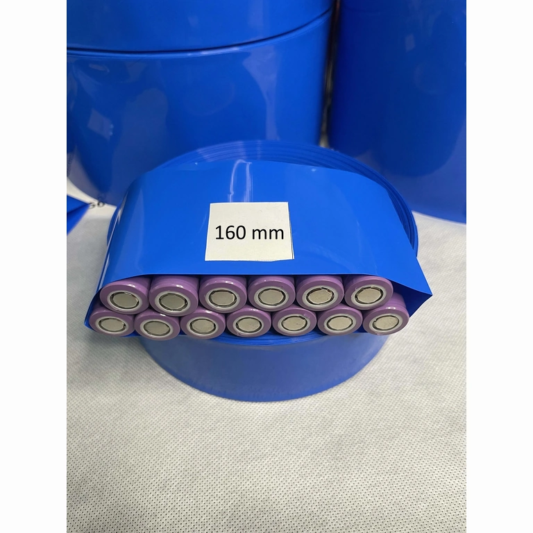 Tub termocontractabil albastru 160 mm pentru pachete de acumulatori 18650