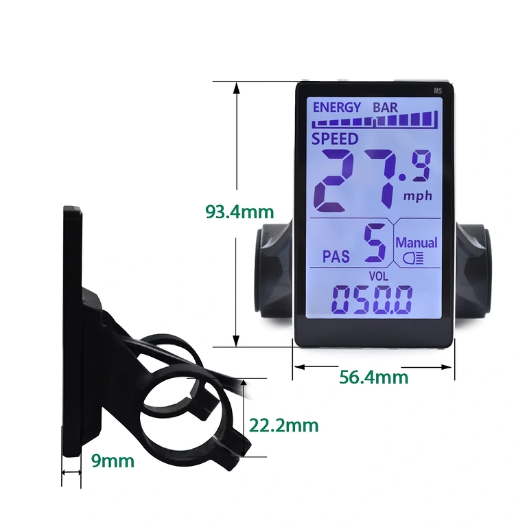 Dimensiuni compacte 110x55x30 mm ale controllerului M5 pentru bicicletă electrică